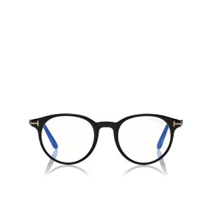 Óptico Tom Ford Blue Block Round Shape Mujer Negros | 74SMLYKNT